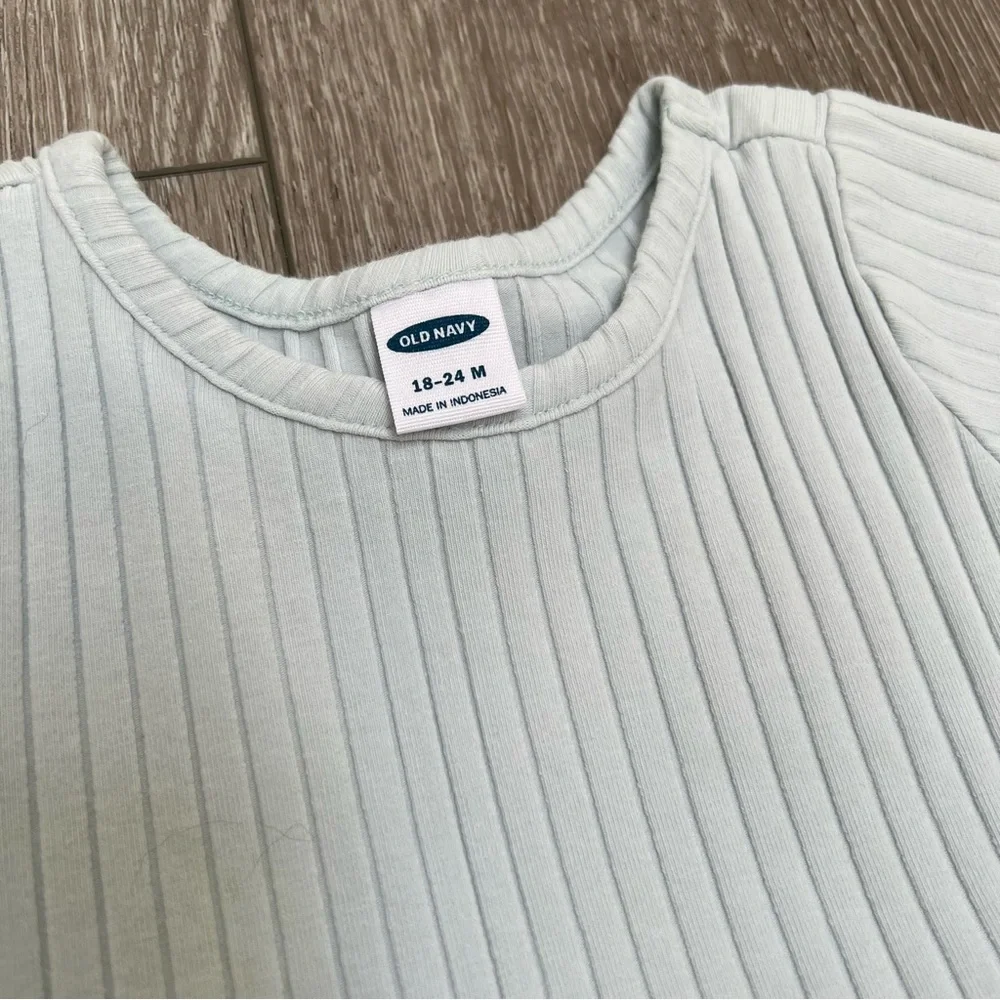 OLD NAVY RIBBED SHORT SLEEVE DRESS LIGHT BLUE 18-24MO